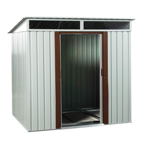 6.39 ft. W x 4.95 ft. D Outdoor White Metal Storage Shed with Transparent Plate (27 sq. ft.)