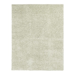 Shag Collection Beige 5 ft. x 8 ft. Solid Shaggy Area Rug