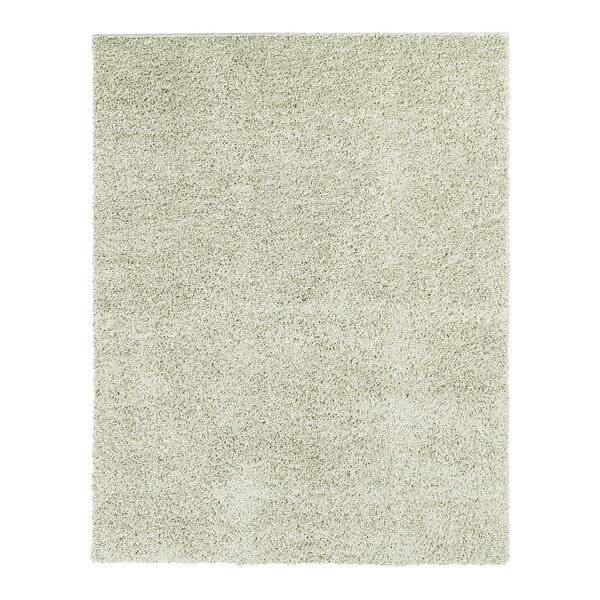 GlowSol Shag Collection Beige 5 ft. x 8 ft. Solid Shaggy Area Rug
