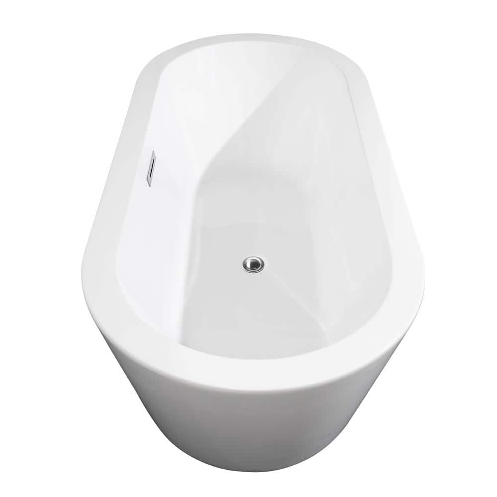 Mermaid 67'' White Acrylic Freestanding Soaking Bathtub with Chrome Faucet