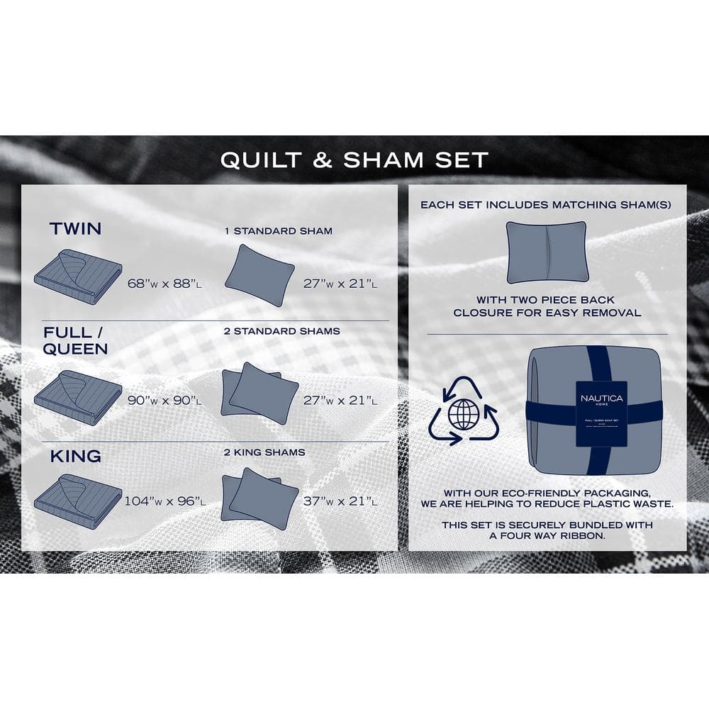 Grey Heather Reversible Cotton King Quilt Set