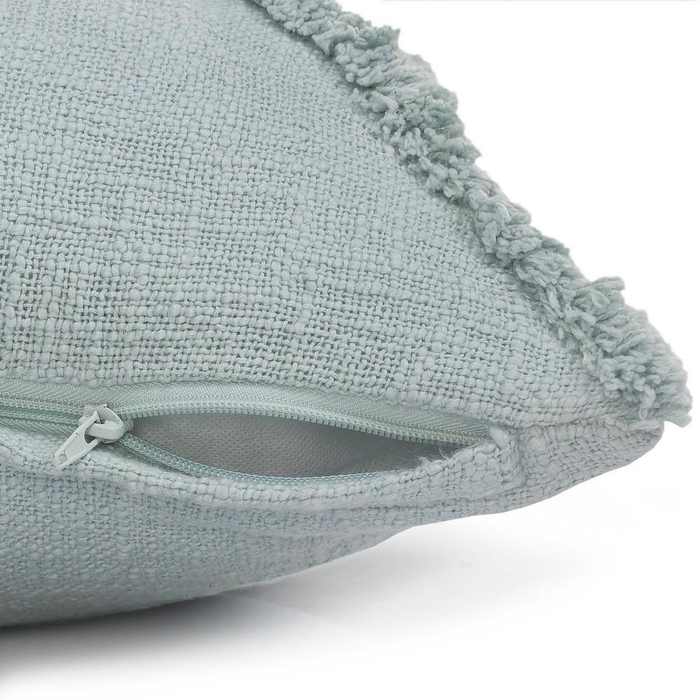 Light Blue Shag Diamond Cotton Throw Pillow with Polyester Insert