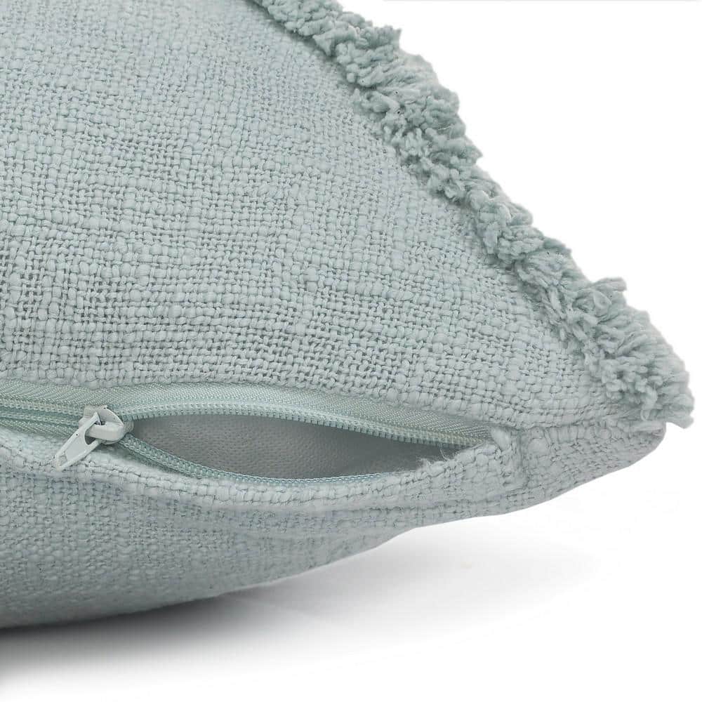 Light Blue Shag Diamond Cotton Throw Pillow with Polyester Insert