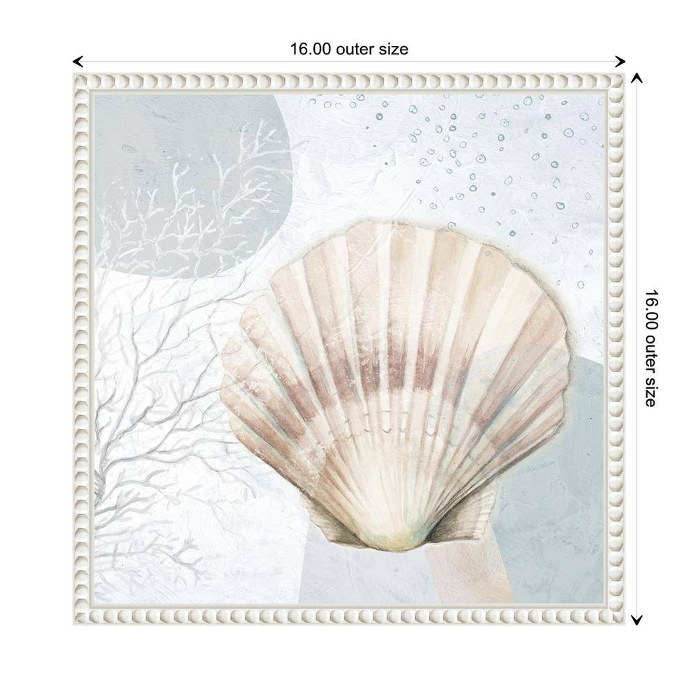 Blush Scallop Nautical Canvas Print with Beaded Frame