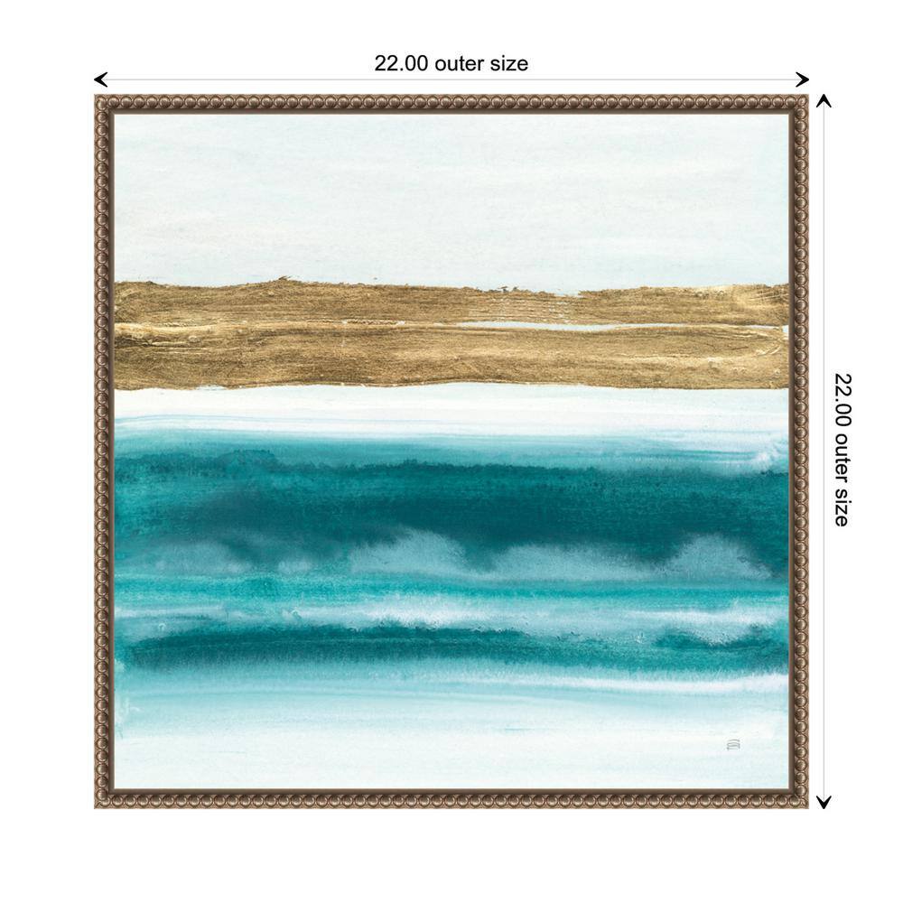 Gold and Teal Abstract Canvas Art with Beaded Frame