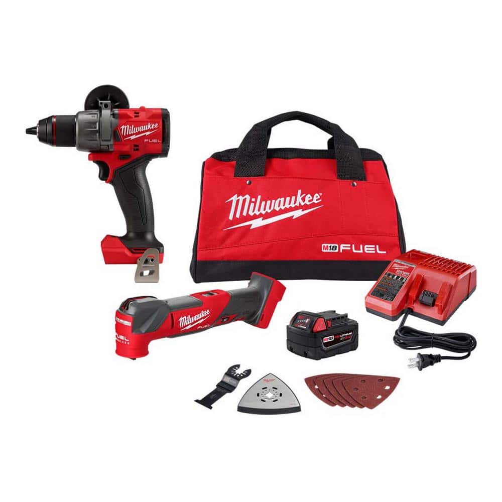 Milwaukee M18 FUEL 18V Lithium-Ion Cordless Brushless Oscillating Multi-Tool Kit w/M18 FUEL 1/2 in. Hammer Drill -  2836-21-2