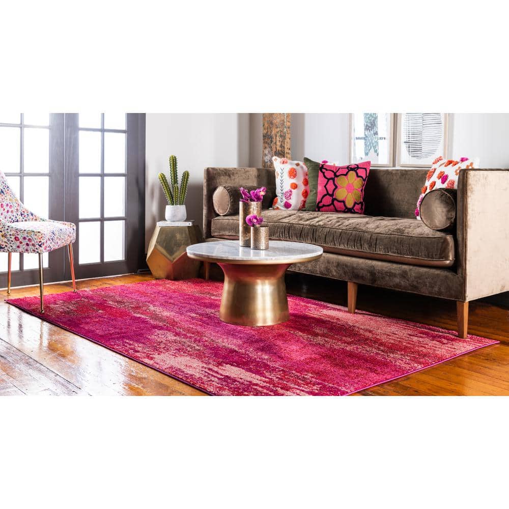 Abstract Pink Bliss 6'x9' Synthetic Easy-Care Area Rug