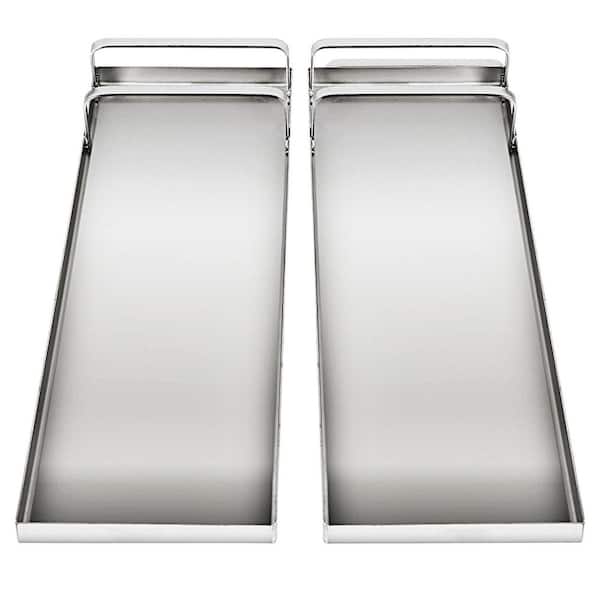 SKYSHALO Concrete Knee Boards 28 in. x 8 in. Stainless Steel Slider Knee Boards Pair with Rounded Corners, for Concrete Finishing