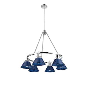 Orwell 6-Light Chrome and Matte Navy Chandelier