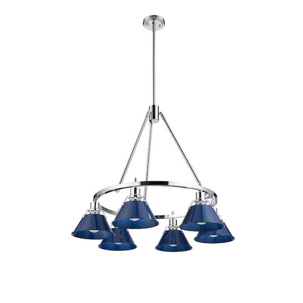 Golden Lighting Orwell 6-Light Chrome and Matte Navy Chandelier