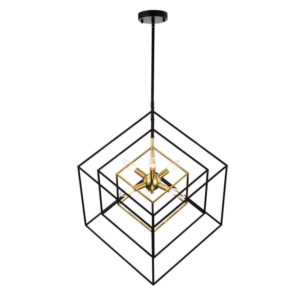 Bormio 6-Light Caged Sputnik Black and Copper Chandelier for Dining/Living Room, Bedroom, Kitchen with No Bulbs Included price history on PriceWatchPro