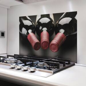 Red Wine Bottles Kitchen Panel Wall Decal
