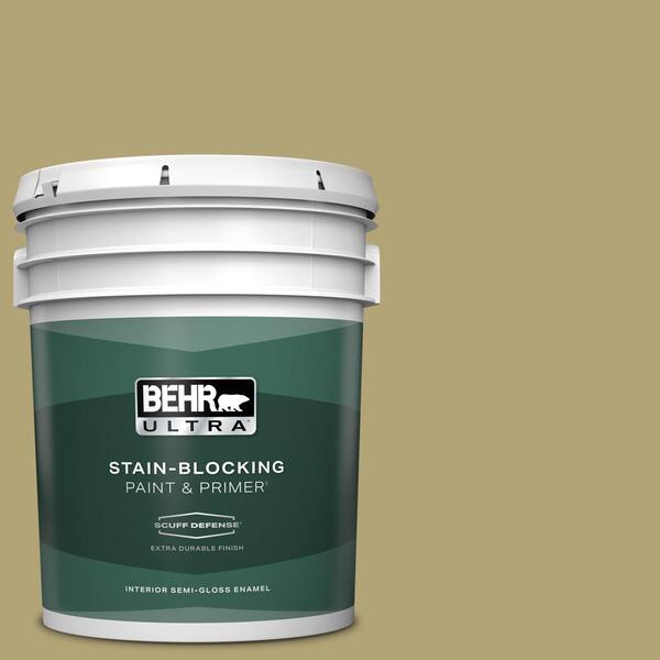 BEHR ULTRA 5 gal. #PMD-101 Green Fig Extra Durable Semi-Gloss Enamel Interior Paint & Primer