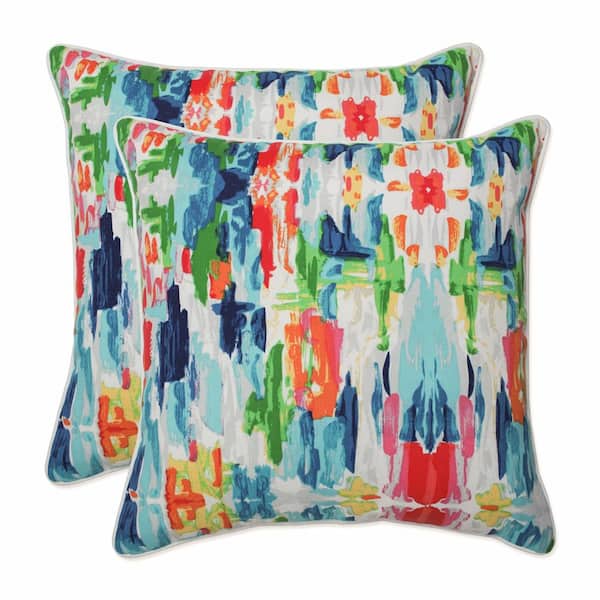 Pillow Perfect Blue Square Outdoor Square Throw Pillow 2-Pack