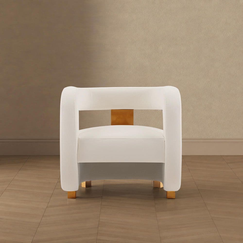 Amirah White Modern Velvet Upholstered Accent Chair