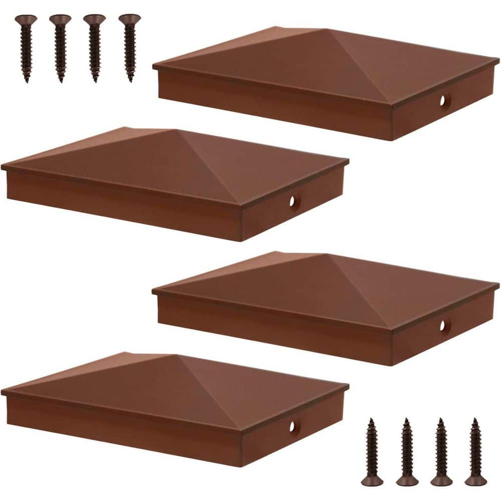 4 in. x 6 in. Matte Powder Coated Aluminum Fences Post Caps for 3.5 in. x 5.5 in. Post, Brown (4-Pack) price history on PriceWatchPro