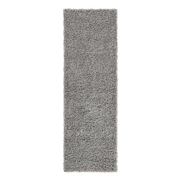 Unique Loom Solid Shag Cloud Gray 2' 0 x 6' 5 Area Rug