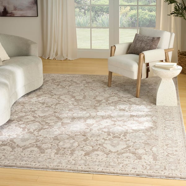 Outlines Ivory Mocha 8 ft. x 10 ft. Medallion Traditional Area Rug