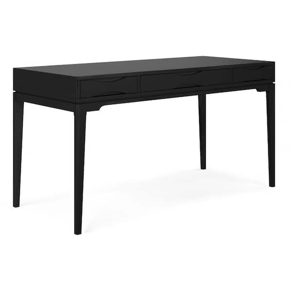 Simpli Home Harper 60 in. W Rectangle Black SOLID HARDWOOD Desk