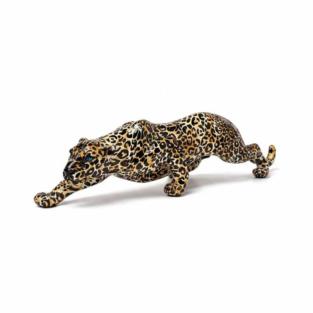 Duro　デューロ　Wildlife Leopard 24×3.0　チューブ付き 15.3 in. x 5.4 in. Resin Yellow Modern Leopard Cheetah Statue