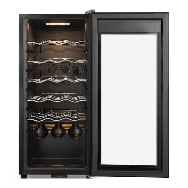 13.58 in. Single Zone 18-Bottle Wine Cooler With LCD Touch Control, Wine Cellar Cooling Unit in Black