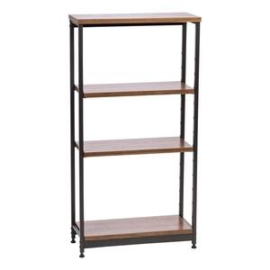 Black and Brown 4-Tier Metal and Wood Shelving Unit (10.51 in. W x 47. 44 in. H x 24.57 in D)