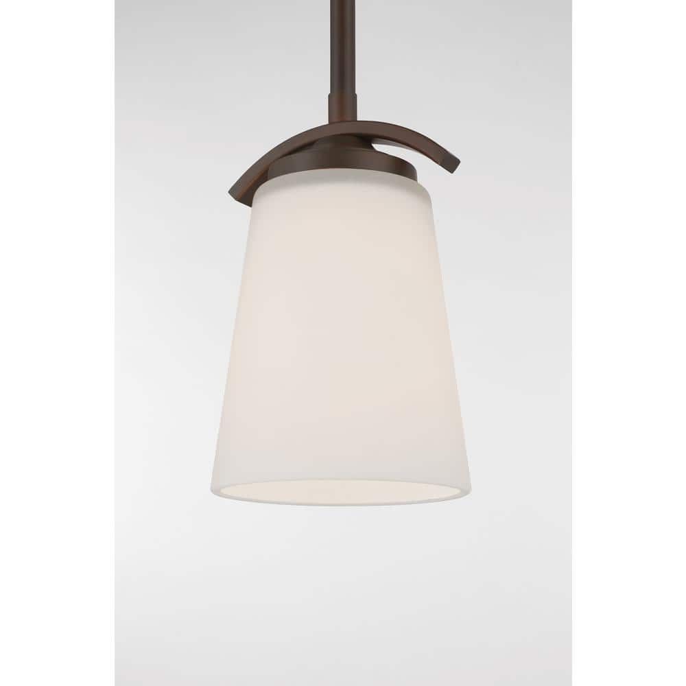 Vintage Bronze Mini Pendant with Etched White Glass Shade