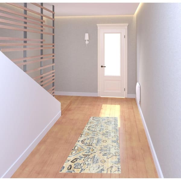 2 ft. x 6 ft. Gray Moroccan Machine Tufted With UV Protection Area Rug