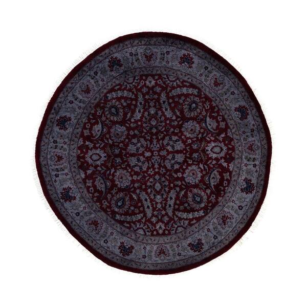 Overdyed Red 5 x 5 Solid Wool Indoor Area Rug