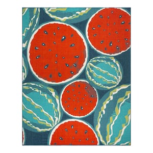 Jona Red 5 ft. x 7 ft. Watermelons Floral Indoor/Outdoor Area Rug