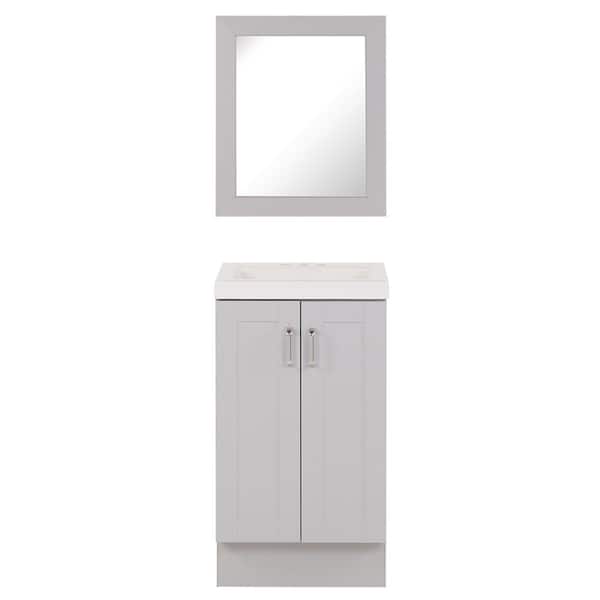Glacier Bay Arla 18.5 in. W x 16.75 in. D Vanity in Pearl Gray with Cultured Marble Vanity Top in White with White Sink and Mirror