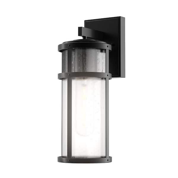 LumLight McClendon 6 in. Plugy and Play 1-Light Matte Black Outdoor Cylinder Light Sconce with SkyPlug