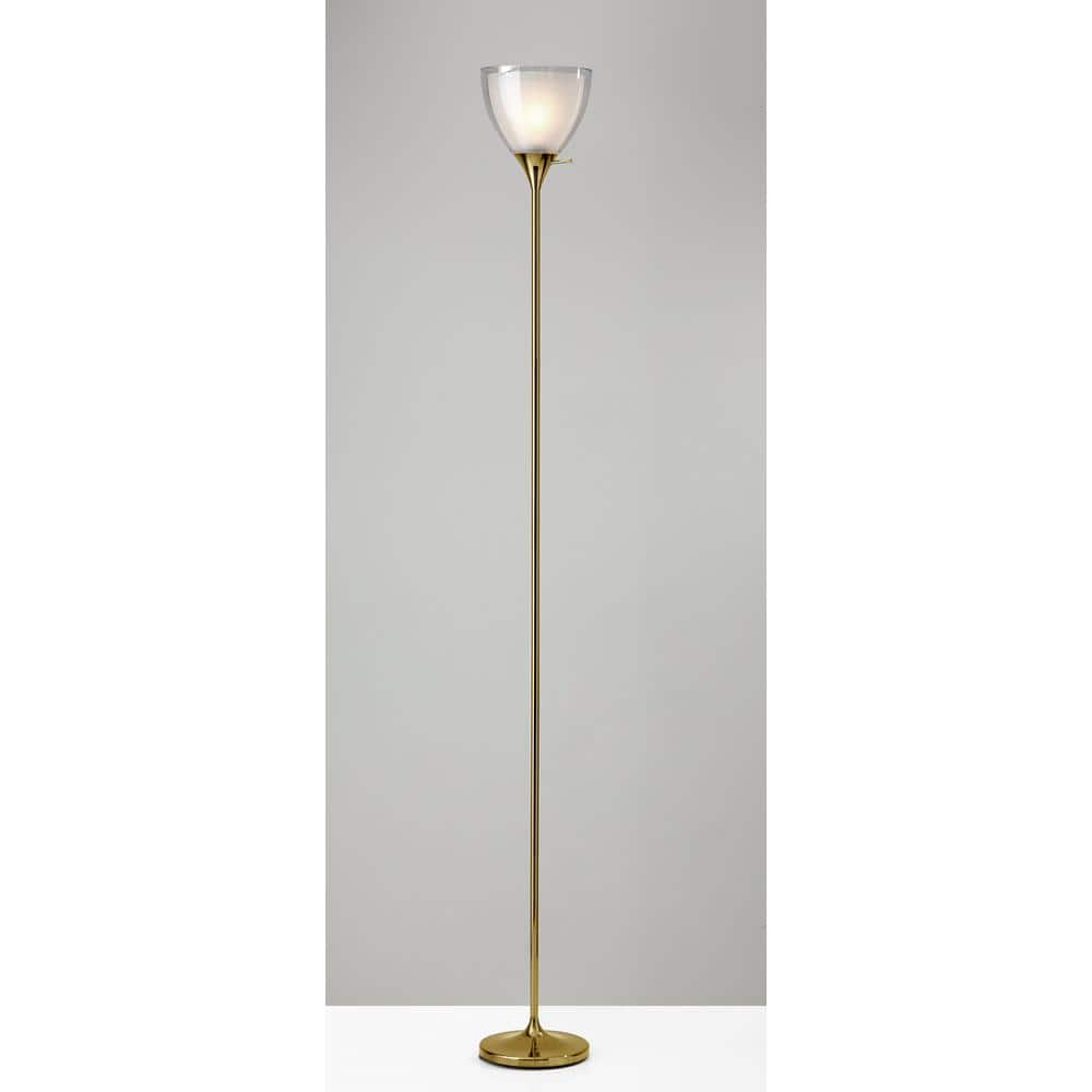 Presley 72'' Shiny Gold Modern Torchiere Floor Lamp with 3-Way Switch