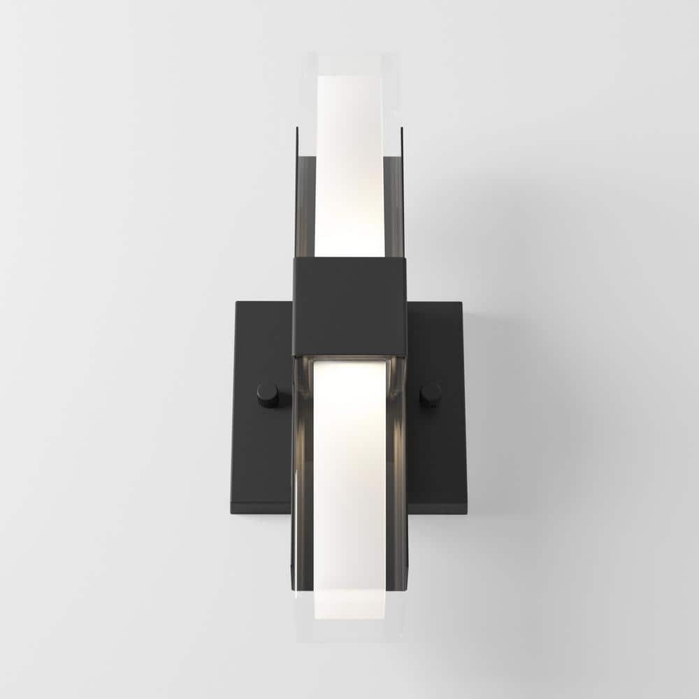 Gemini Matte Black Dimmable LED Outdoor Wall Sconce