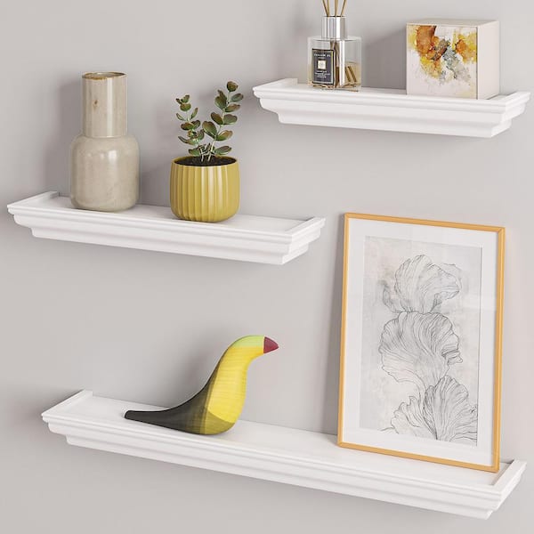 Outlet NEW Multiple White Shelves in different Sizes with hanging pole 4 walls