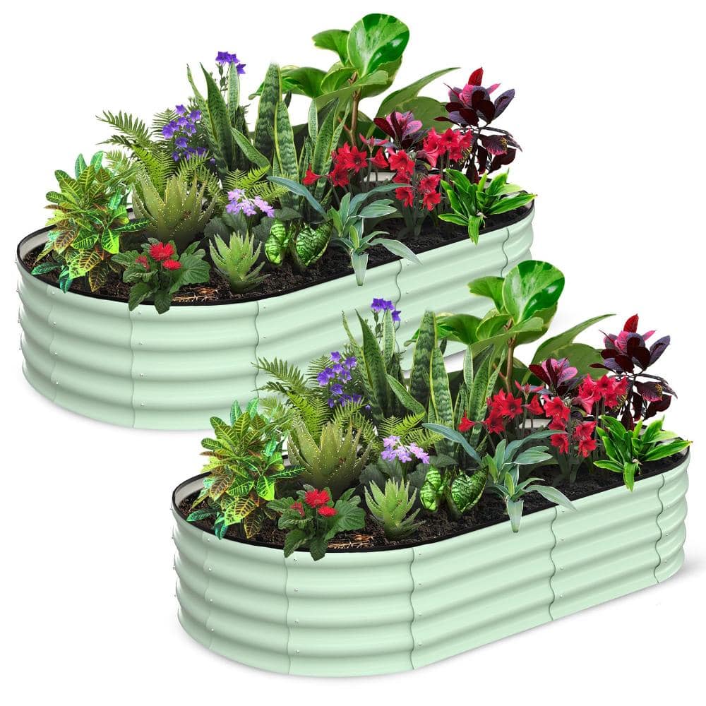 2-Pack 6x3x1ft.Oval Green Galvanized Metal Raised Garden Bed for Vegetables, Flowers & Herbs price history on PriceWatchPro