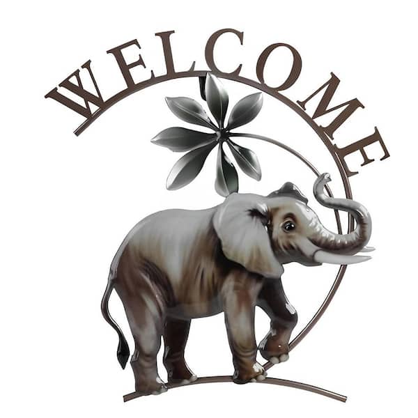 14 in. W Elephant Welcome Wall Plaque Decor