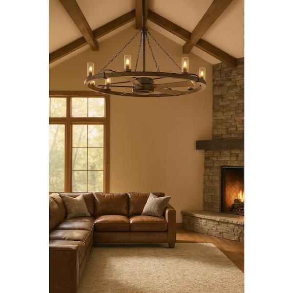 HINKLEY Sawyer 52.0 in. LED Smart Indoor/Outdoor Metallic Matte Bronze Fandelier with 44.0 in. Ceiling Fan and Remote Control