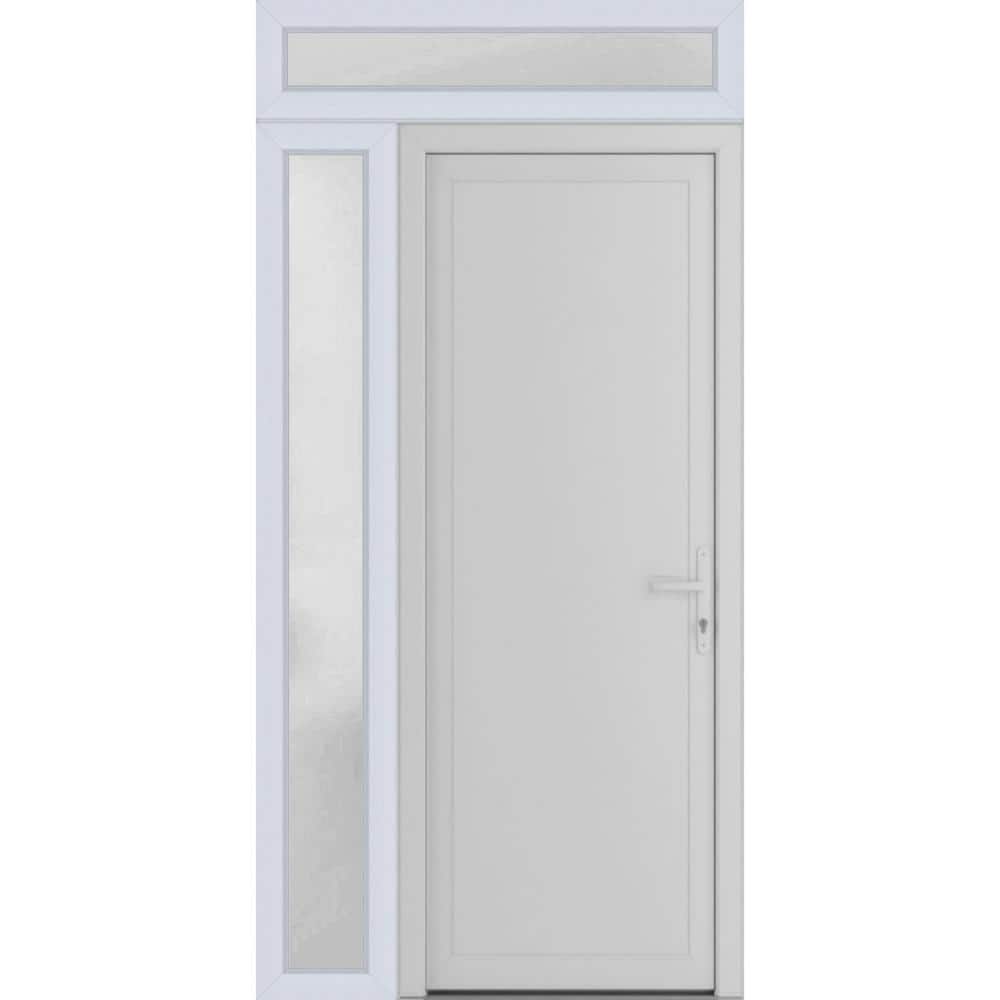 48 in. x 94 in. Left-hand/Inswing Frosted Glass White Silk Steel Prehung Front Door with Hardware price history on PriceWatchPro