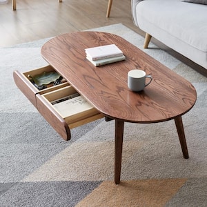 47 in. Brown Rectangle Wood Coffee Table with Solid Wood Legs