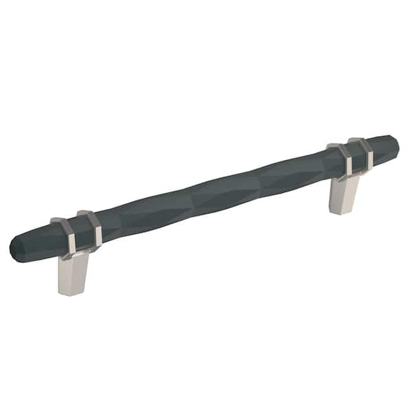 London 6-5/16 in. (160mm) Modern Black Bronze/Satin Nickel Bar Cabinet Pull
