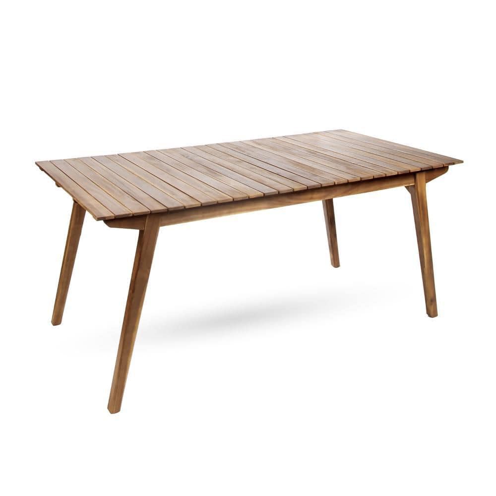 Brown Rectangle Wood Outdoor Dining Table