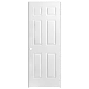 30 in. x 80 in. 6-Panel Left-Handed Hollow-Core Smooth Primed Composite Single Prehung Interior Door