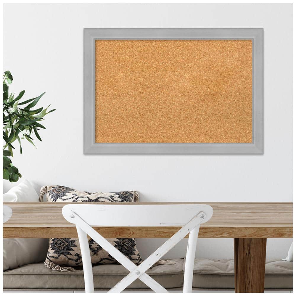 Vista Brushed Nickel Framed Natural Cork Bulletin Board