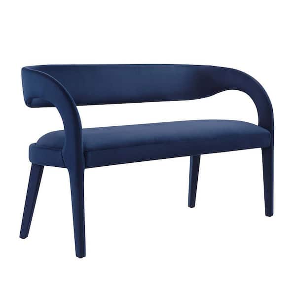 MODWAY Pinnacle in Midnight Blue 55 in. Performance Velvet Accent Bedroom Bench