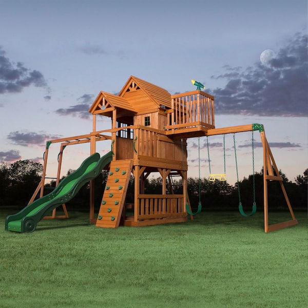 Backyard Discovery Skyfort II Outdoor Playground Set w/ Monkey
