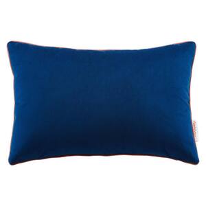 Accentuate Navy Blossom Solid French Piping 12 in. x 18 in. Lumbar Performance Velvet Throw Pillow