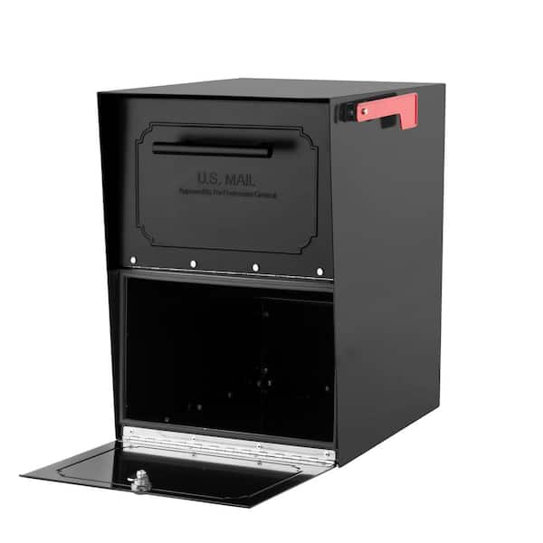 Oasis Post-Mount or Column-Mount Locking Mailbox in Black with Outgoing Mail Indicator