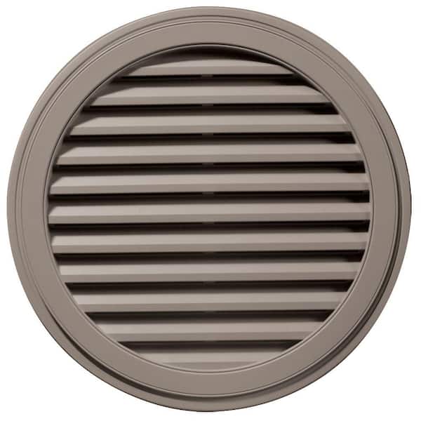 Builders Edge 36 in. x 36 in. Round Brown/Tan Plastic Weather Resistant Gable Louver Vent