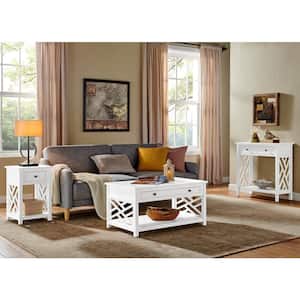 Coventry 32 in. White Standard Rectangle Wood Console Table with Drawer